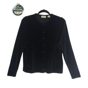 LIMITED america Top Blouse Black Velvet Button Long Sleeve Size L